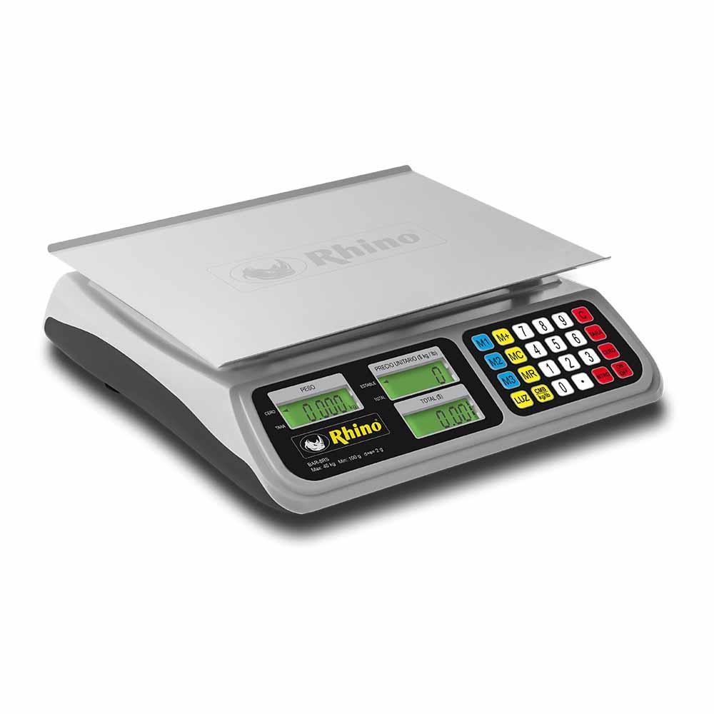 Rhino BAR-8RS Báscula Mostrador Recargable Backlight Acero Inoxidable USB 40 kg