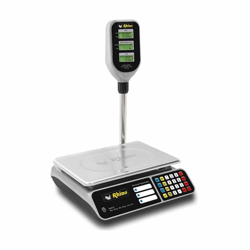 Rhino BAR-8T Báscula Mostrador Torreta Recargable Backlight Acero Inoxidable 40 kg